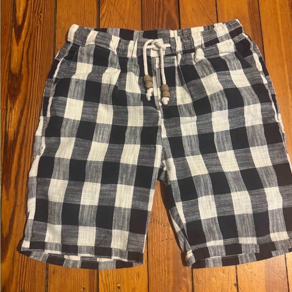 Blue and White Plaid Bermuda Shorts